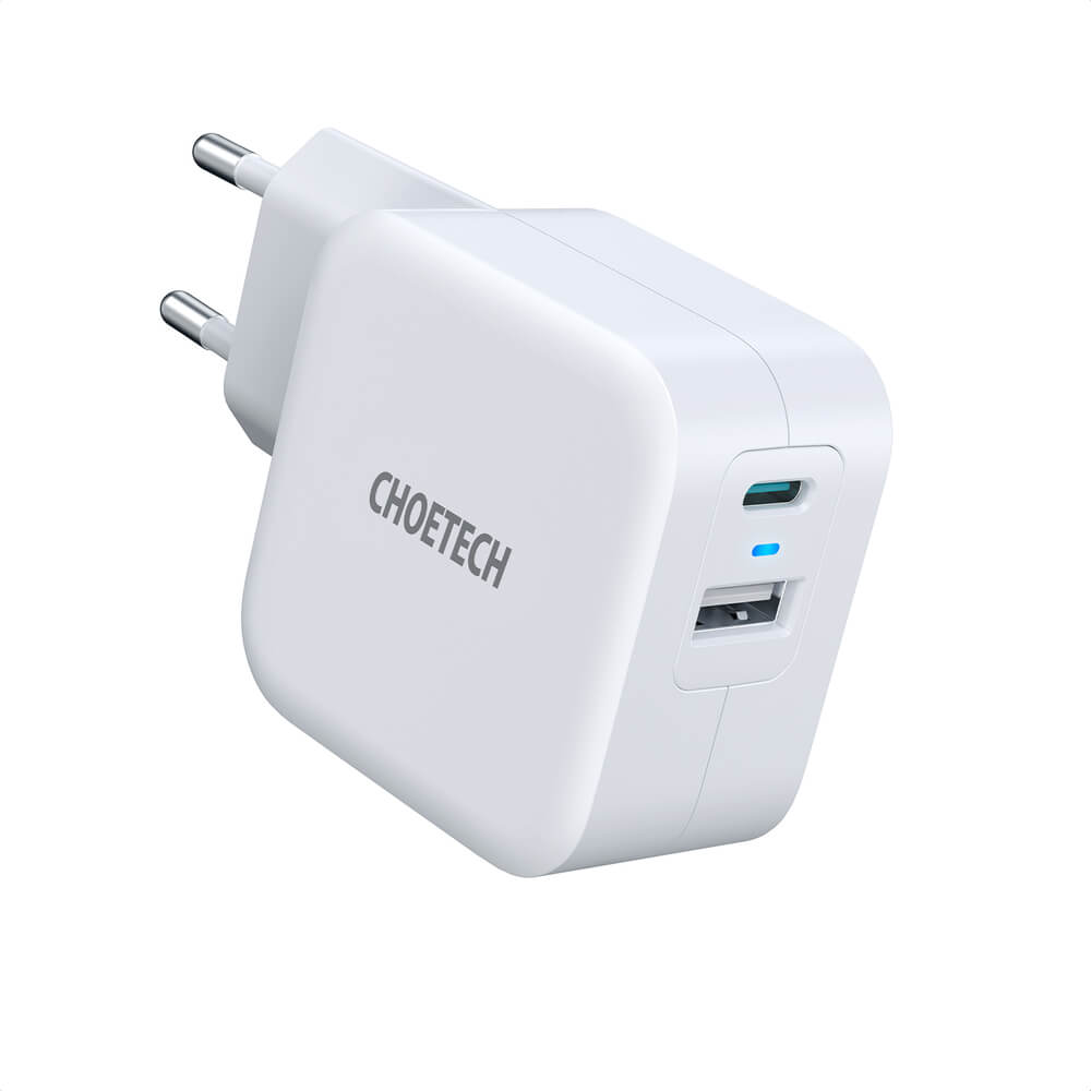 Choetech Usb- Pd Og Usb- Qc Vægoplader 38w Hvid
