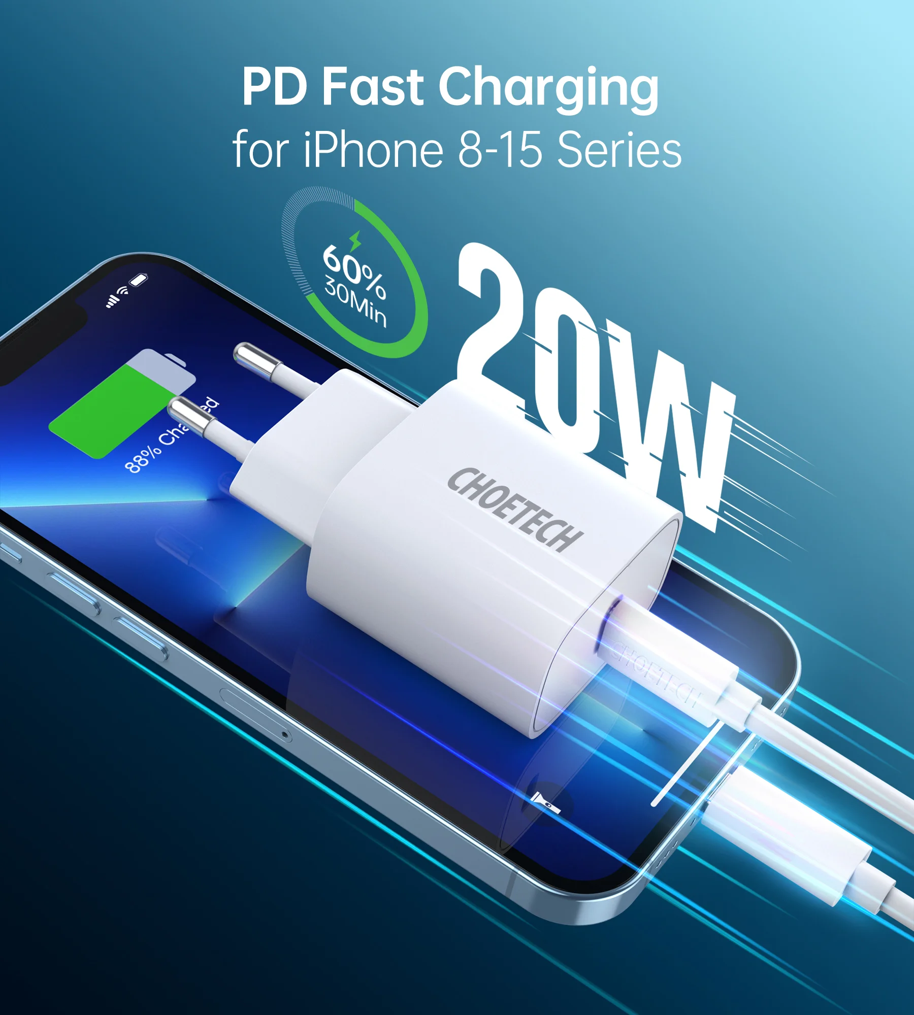 Choetech Usb- Pd Vægoplader 20w Hvid