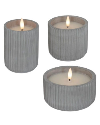 Fyrfadsstager   Cement Inkl  Led Lys   -pak    Timer