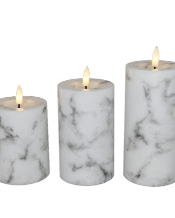 Led Bloklys  Hvid Marmor    Pak Inkl  Fjernbetjening