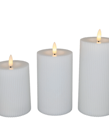 Led Bloklys  Hvid Rillet    Pak Inkl  Fjernbetjening