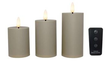 Led Bloklys Udendørs  Dia     Cm  Sand    Pak Inkl  Fjernbetjening