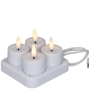 Led Fyrfadslys  Hvid    Stk  Genopladelige