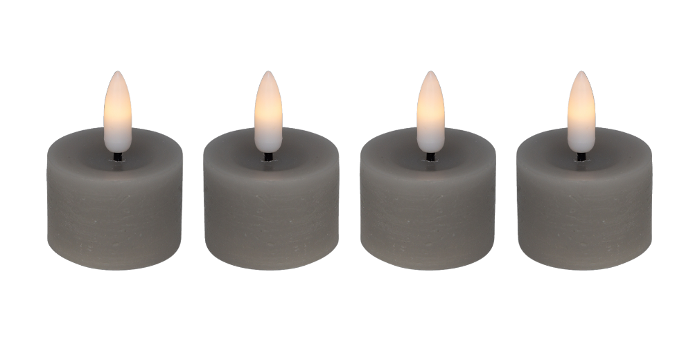 Led Fyrfadslys   Stearin  Grå    Stk