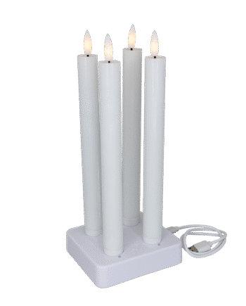 Led Kronelys  Hvid    Stk  Genopladelige