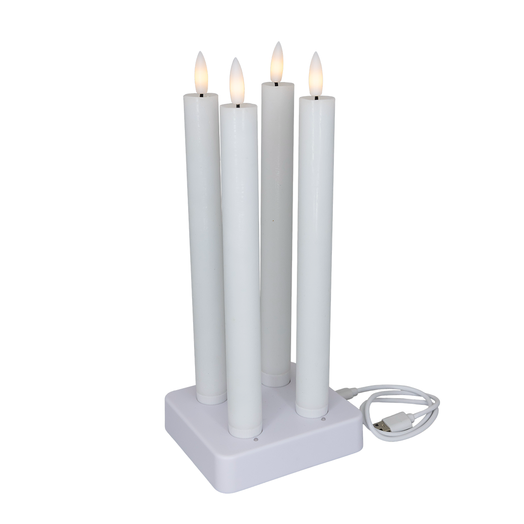 Led Kronelys Hvid Stk Genopladelige