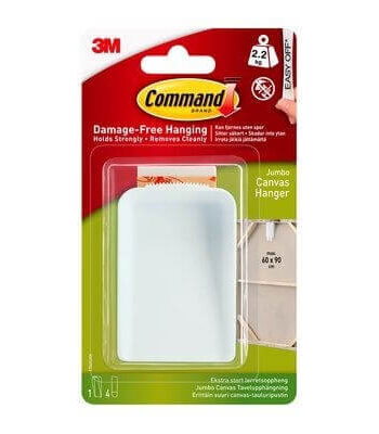 3m Command Ekstra Stort Lærredsophæng Hvid    Ophæng    Klæbestrips