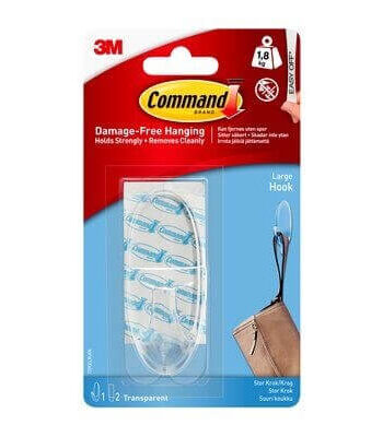 3m Command Gennemsigtig Stor Krog     Kg    Krog    Klæbestrips