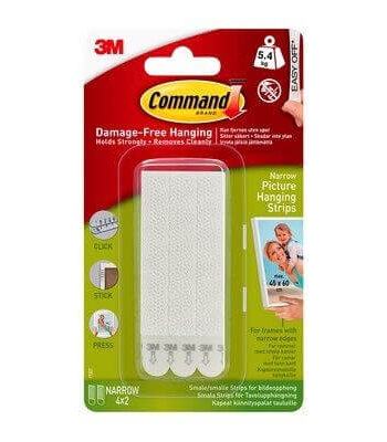 3m Command Smalle Klæbestrips Til Billedophæng Hvid    Sæt