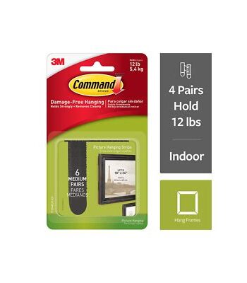 3m Command Strips Sorte Medium    Sæt