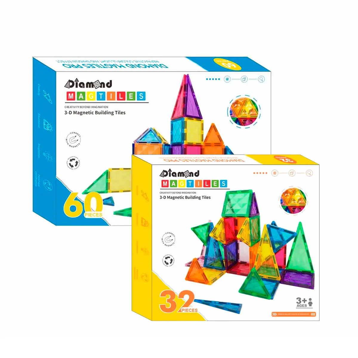 Magnetic Tiles Byggesæt Sampak 32 60 Dele