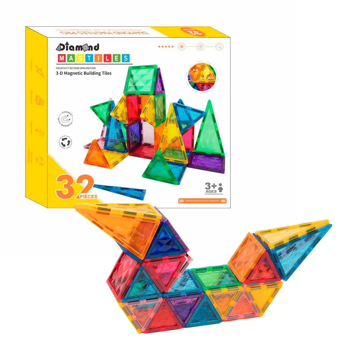 Magnetic Tiles Byggesæt 32 Stk