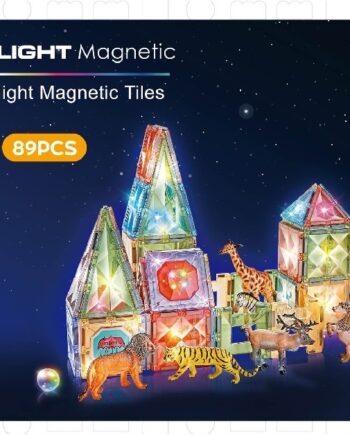 Magnetic Tiles Med Dyr Og Lys  89 Dele