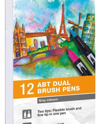 Tombow Abt Dual Brush 12p-   Grå Farver  12 Stk  Tusch Med Dobbeltspids