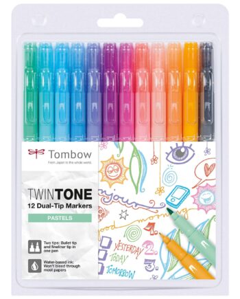 Tombow Twintone Tusch Med Dobbeltspids  12 Stk  Pastel