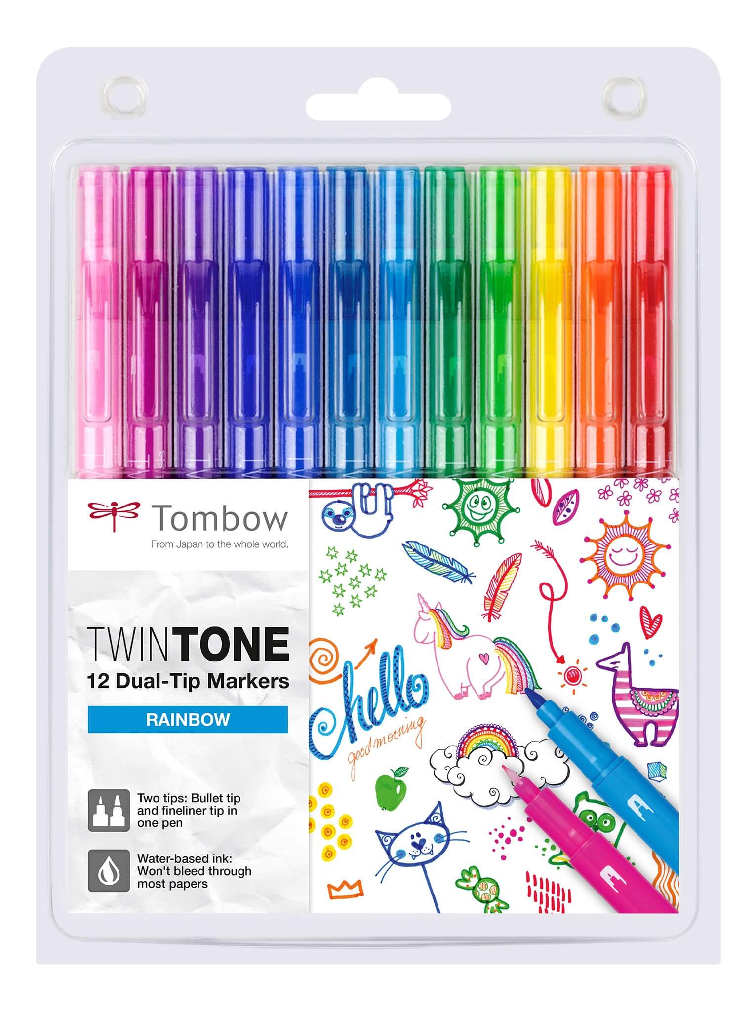 Tombow Twintone Tusch Med Dobbeltspids 12 Stk Regnbue
