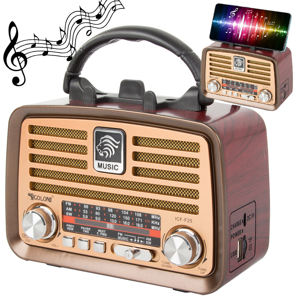Bærbar Retro Radio Med Fm Am  Bluetooth Og Usb Genopladning