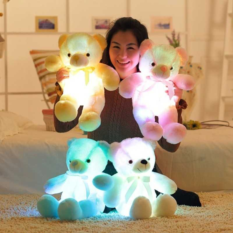 Bamse  Med  Led-lys   50  Cm Hvid