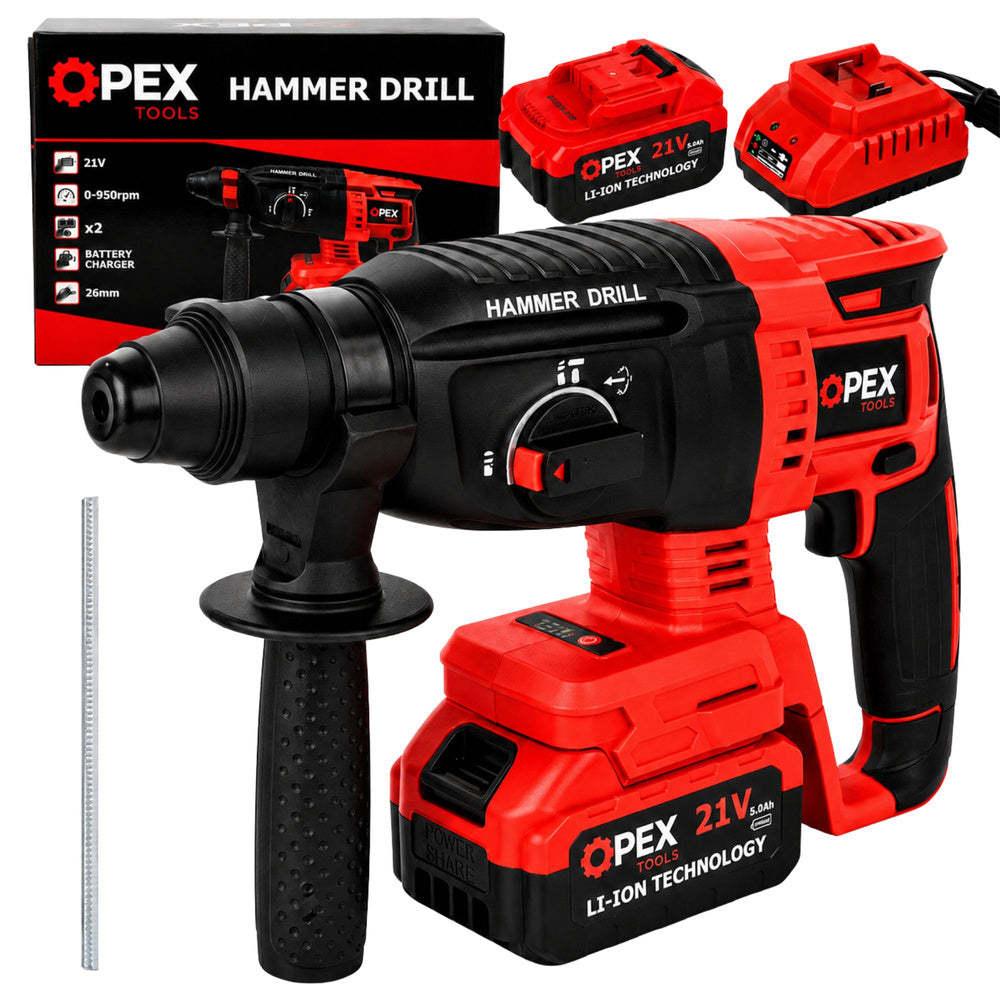 Batteridrevet Sds  Borehammer 21v Med   Batterier Og Kuffert  650w