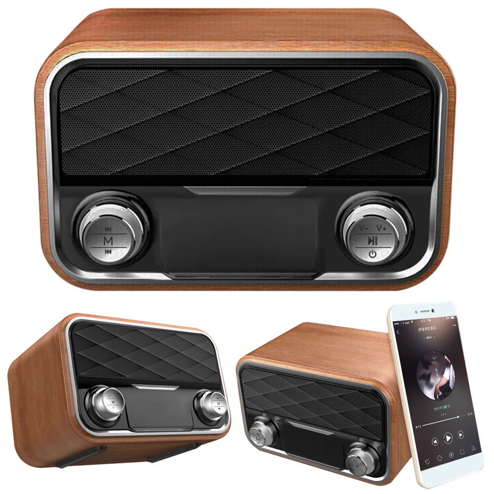 Bluetooth Højttaler Med Retro Design  Fm Radio Og Aux