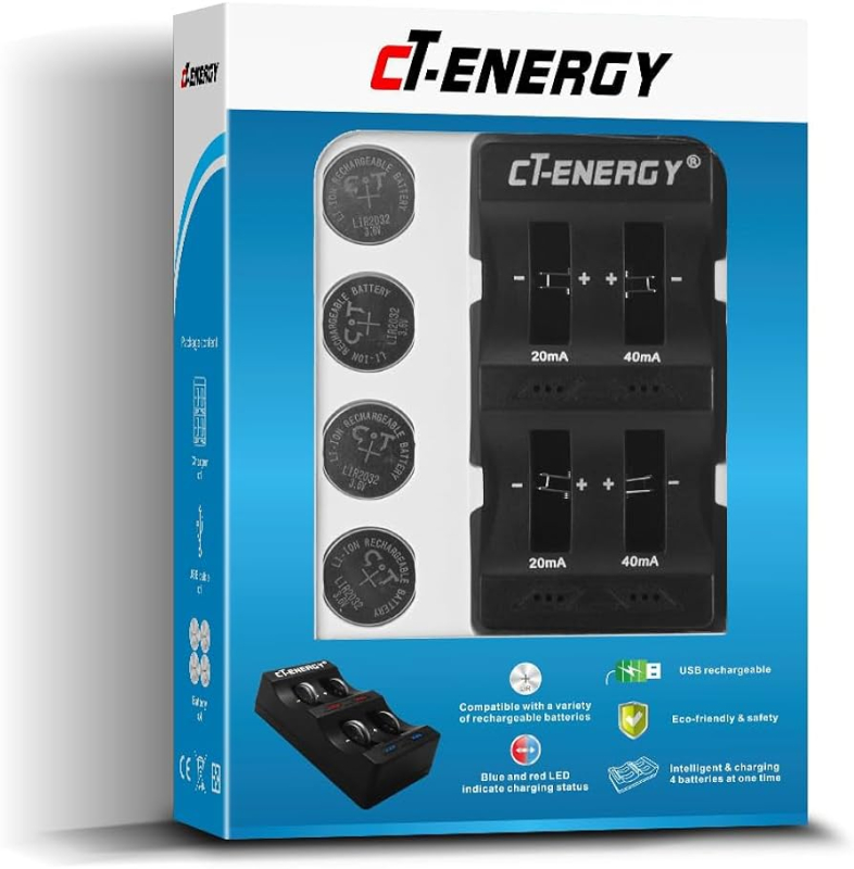 Ct-energy Lader Til Knapceller   4xlir2032