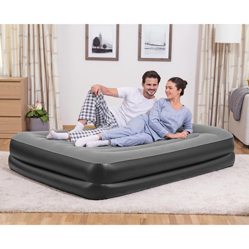 Dobbelt Luftmadras Med Indbygget Pumpe   Pude 203x152x46 Cm