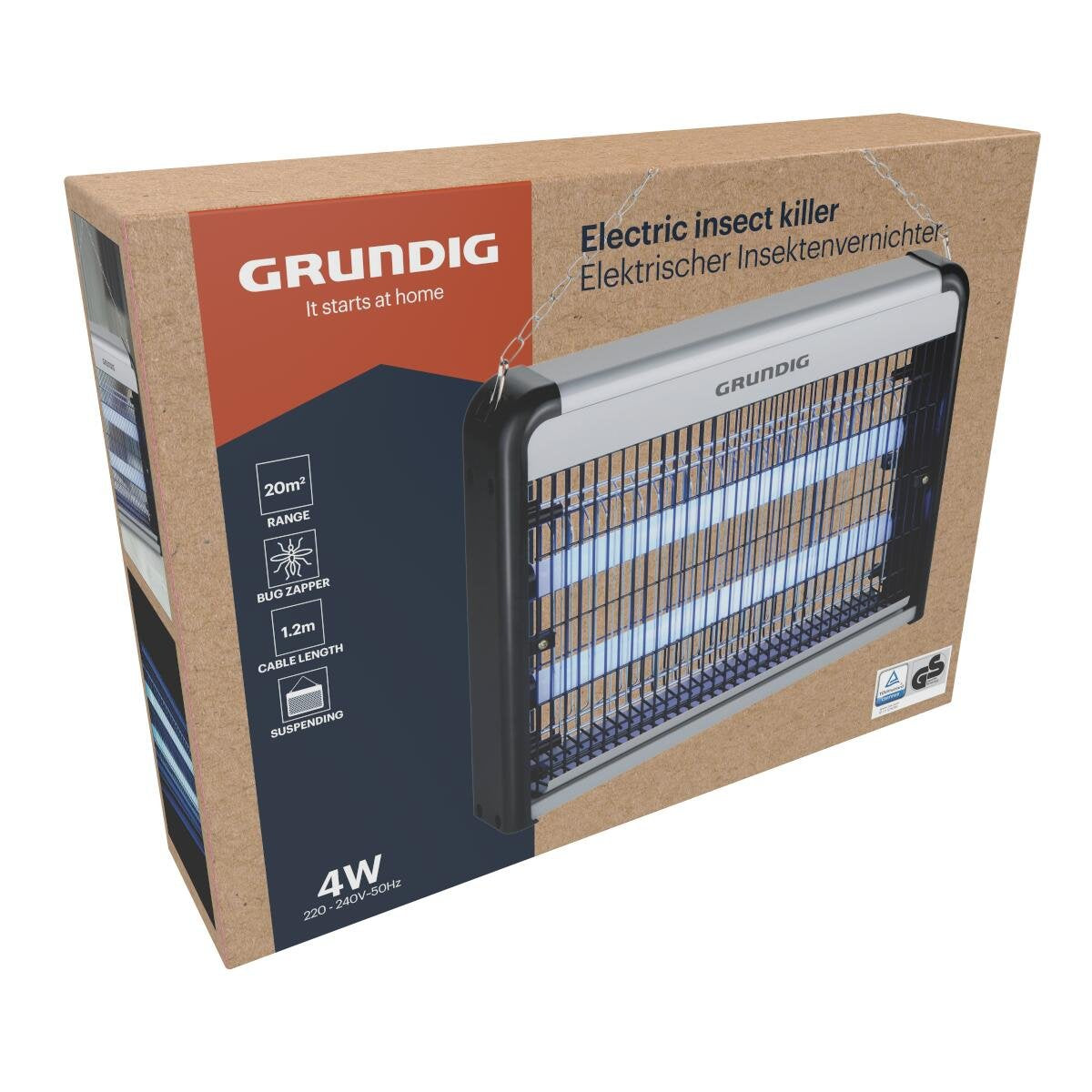 Grundig Elektrisk Insektlampe Med Uv-lys Og Kæde  Dækker Op Til 20