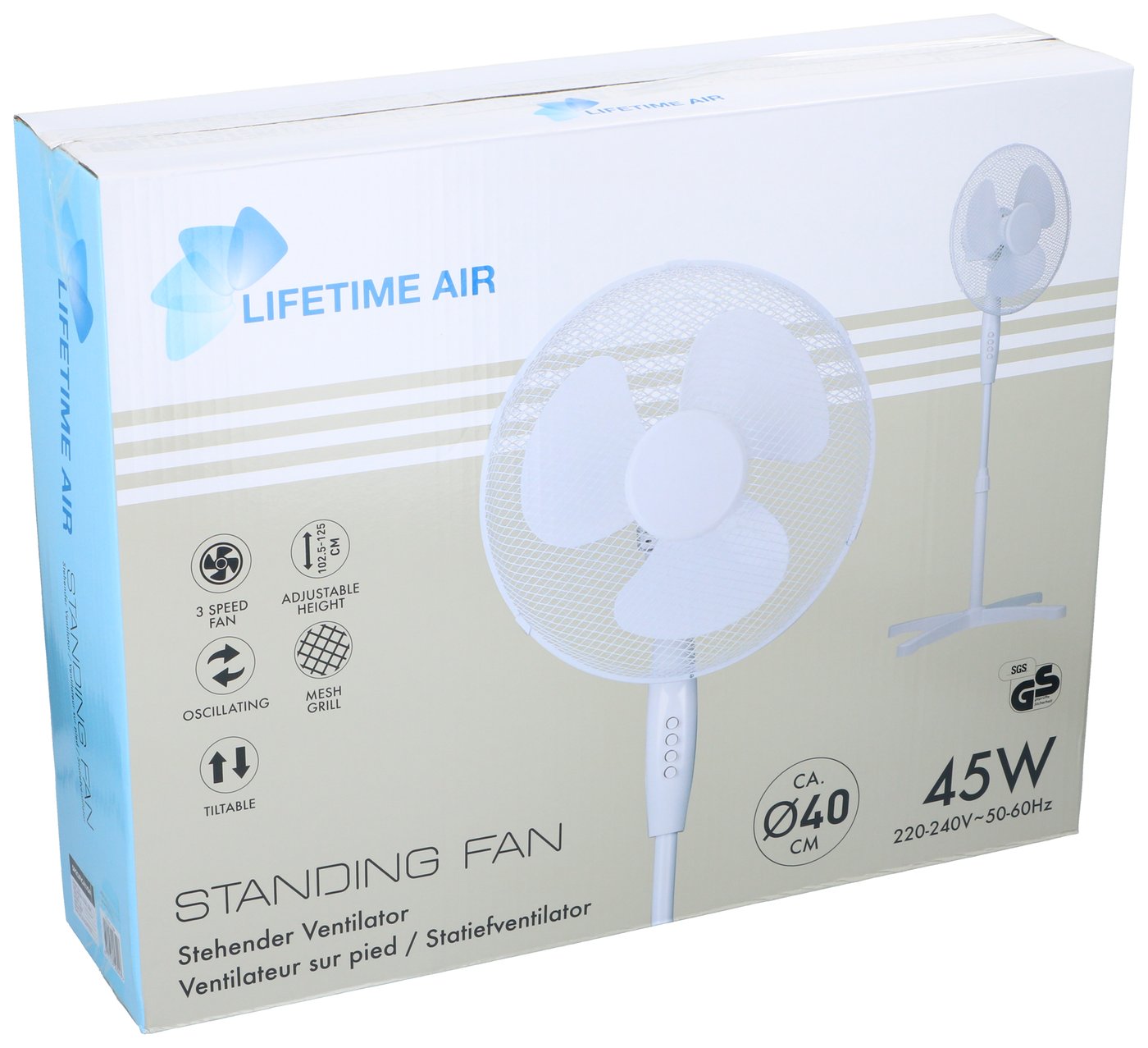 Gulvventilator 40 Cm  Støjsvag Ventilator Med   Hastigheder   Oscillation