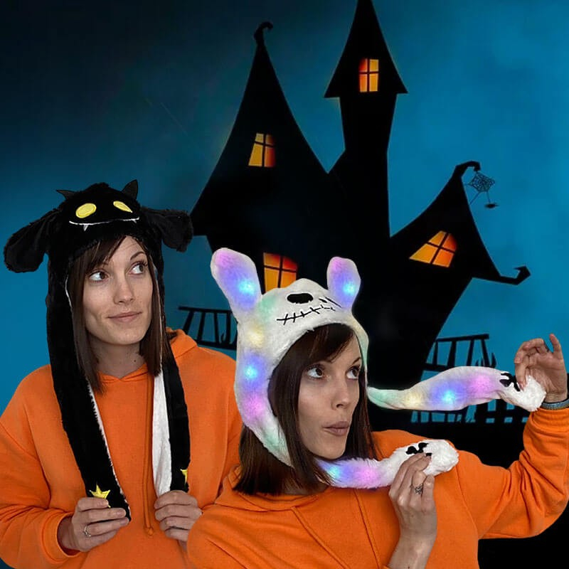 Halloween Hat Med Lys Og Bevægelige ører Sort
