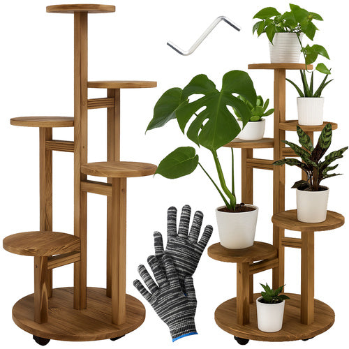 Høj Blomsterstander   Træ  Planteholder Med   Niveauer Til   Potter