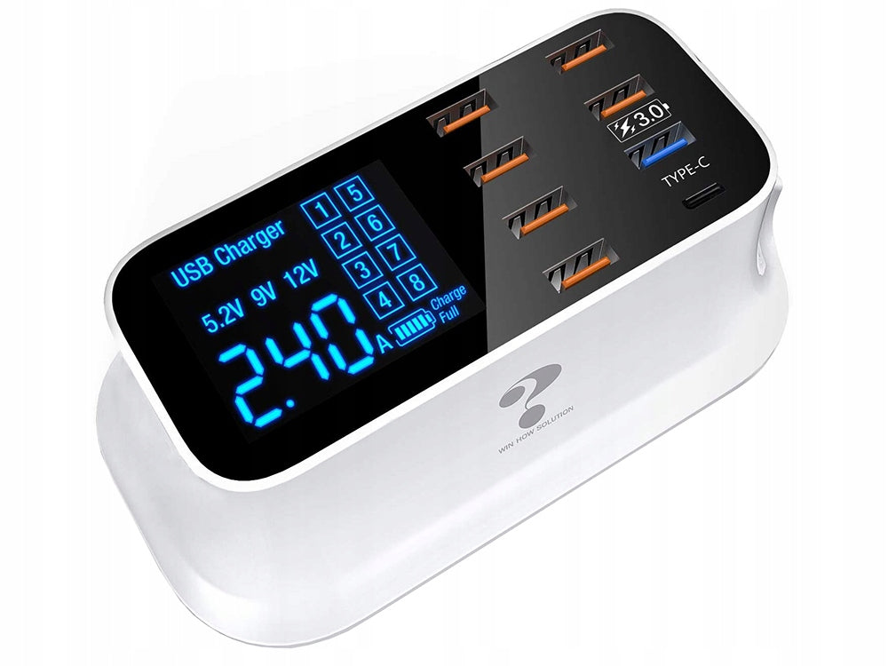 Hurtigoplader Til Mobil Med   Usb     Usb-  Med Lcd Skærm 40w