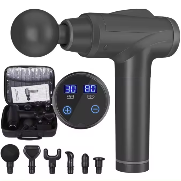 Kraftfuld Massage Pistol Med   Udskiftelige Hoveder Og Med Display