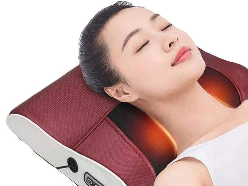 Multifunktionel Massagepude Med   Roterende Massagehoveder Og Infrarød Varme