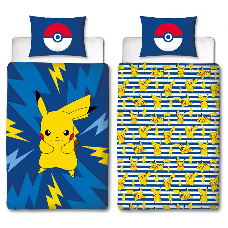 Pokémon Sengetøj Med Pikachu Blå