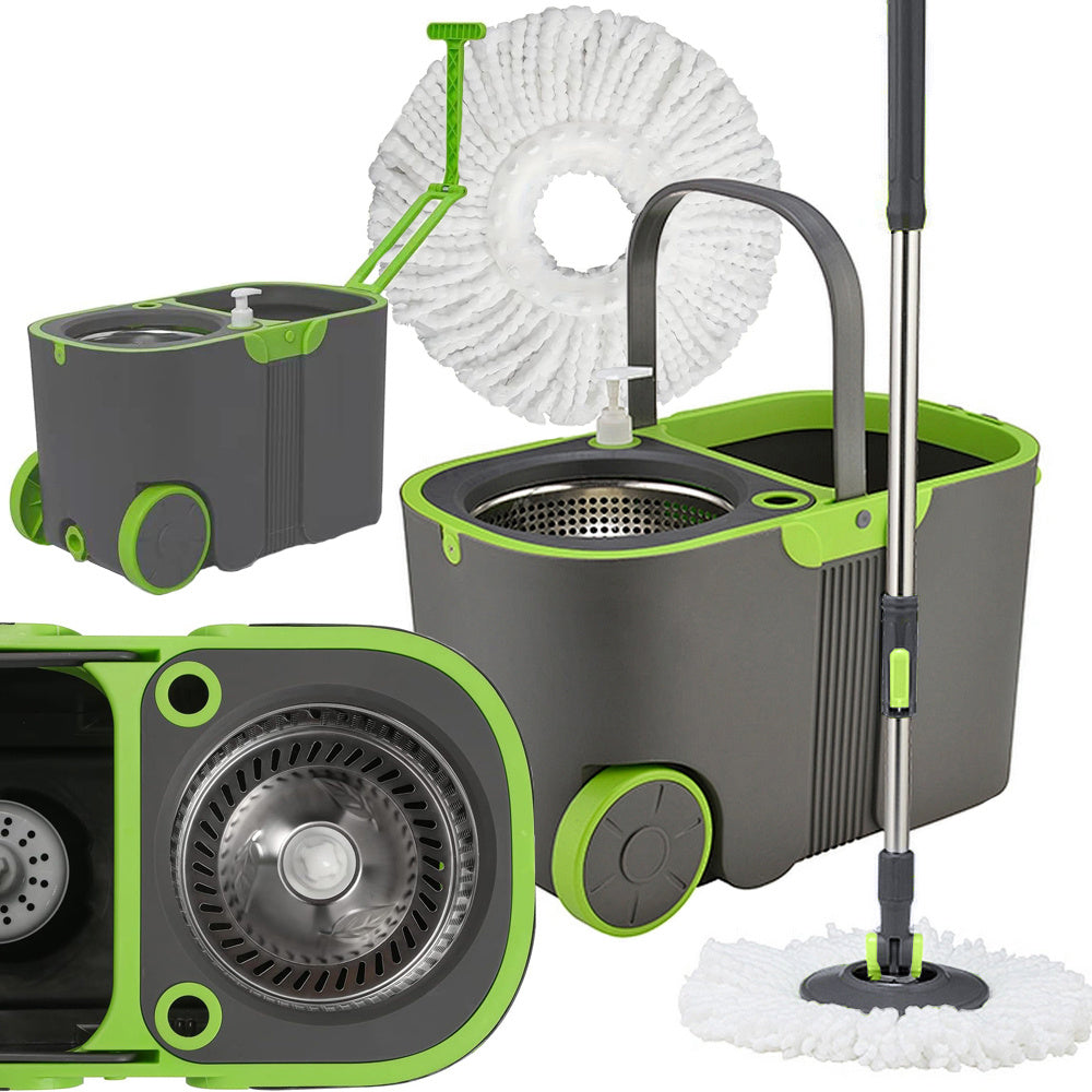 360 Roterende Moppe Med Spand Og 2x Mikrofiberpads Din Allround Rengøringsløsning