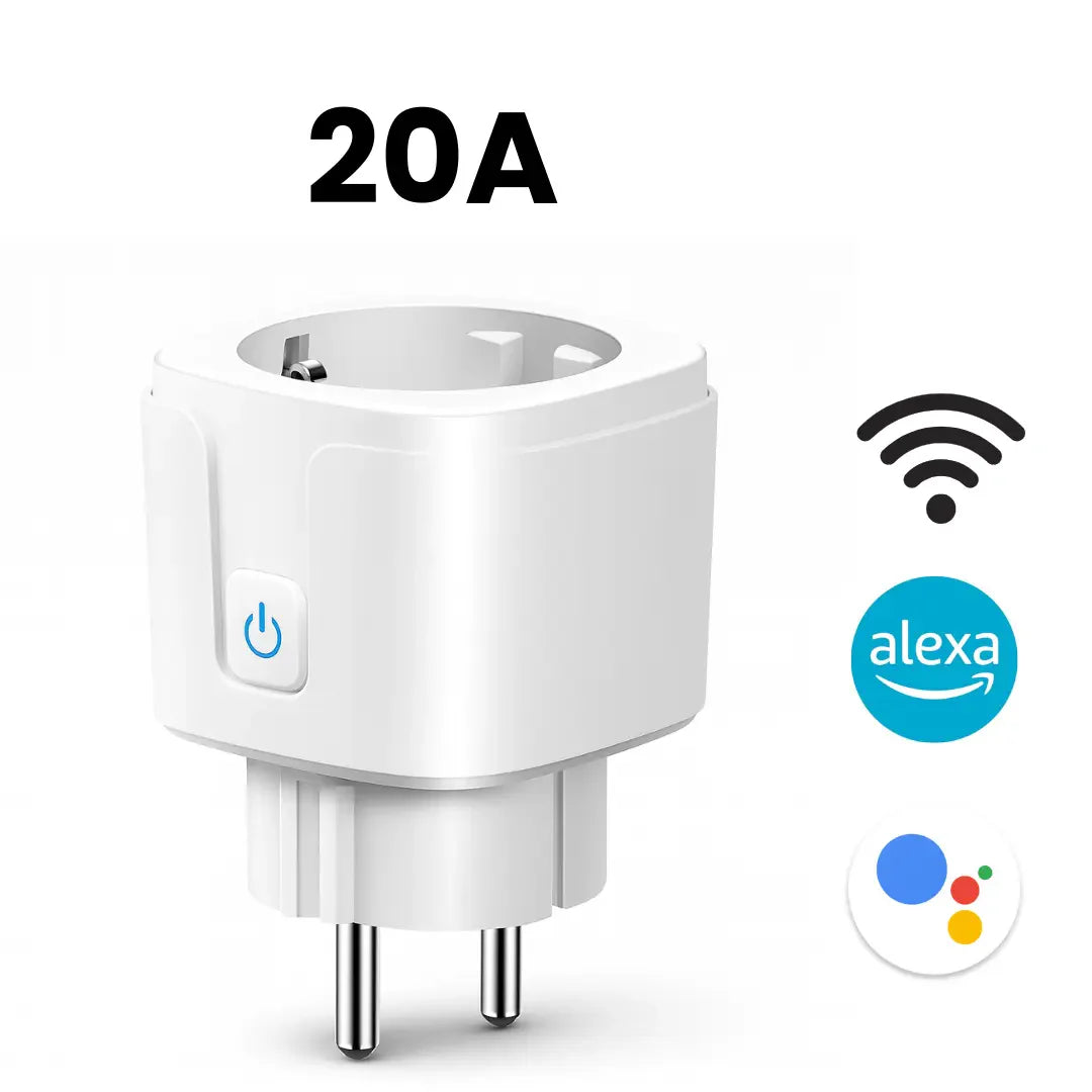 Smart Wifi Stikkontakt 20a Med Energimåler  Kompatibel Med Alexa   Google Home