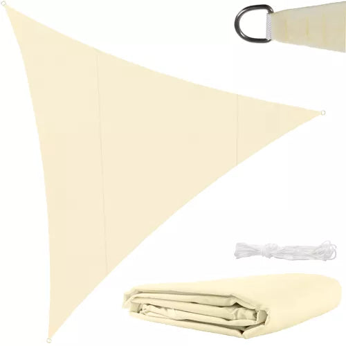 Solsejl Trekantsformet Effektiv Solbeskyttelse Farve Beige Og Grå 4x4x4