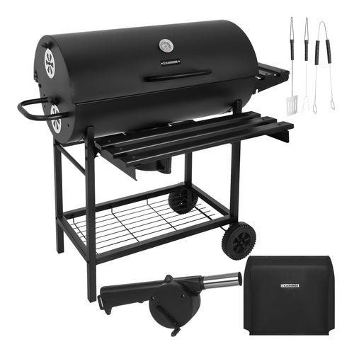 Stor Kulgrill Med Låg  Termometer   Hylder    Riste   Askeskuffe