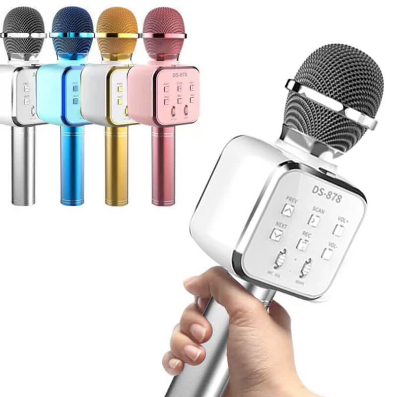 Trådløs Karaoke Mikrofon Med Højtaler Sort