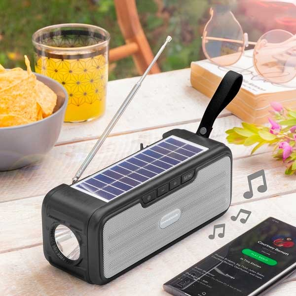 Trådløs Radio Højttaler Med Solceller Og Lygte Nødradio