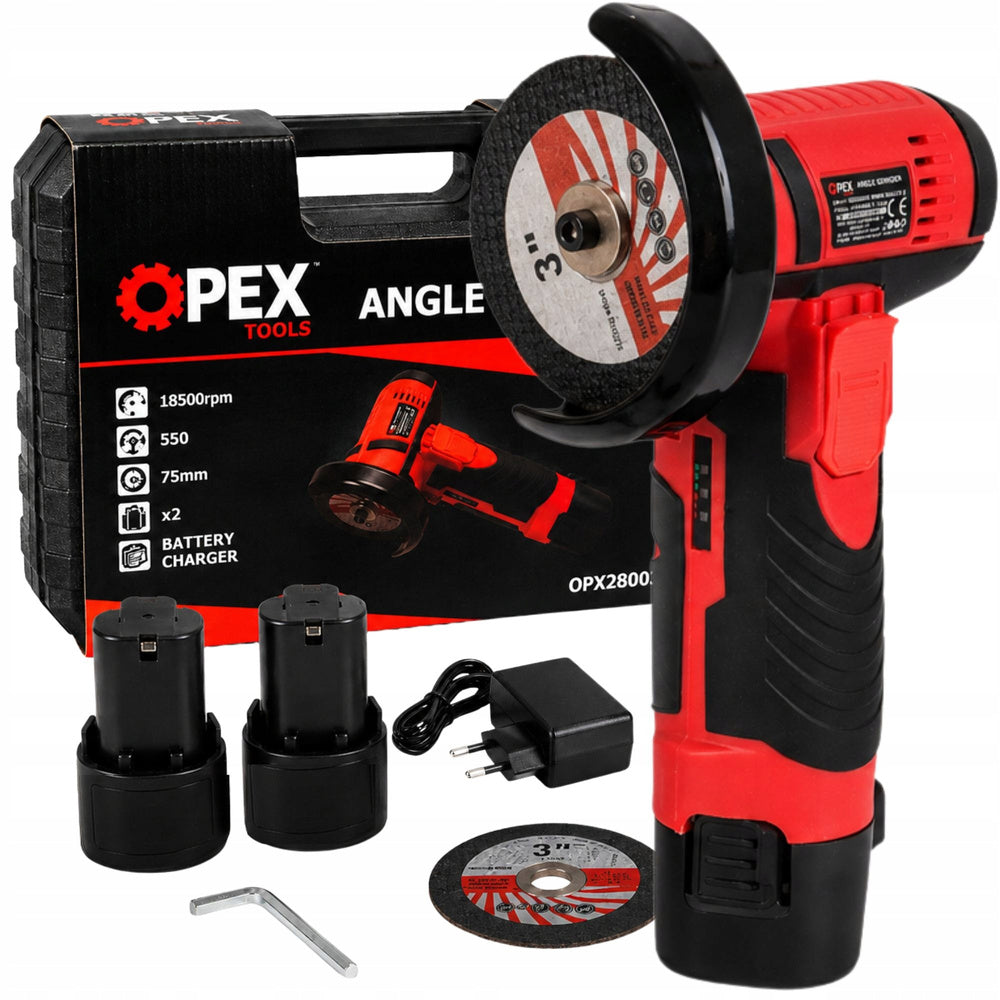 Akku Vinkelsliber 12v 800w  75 Mm Med   Batterier    Skiver Og Kuffert