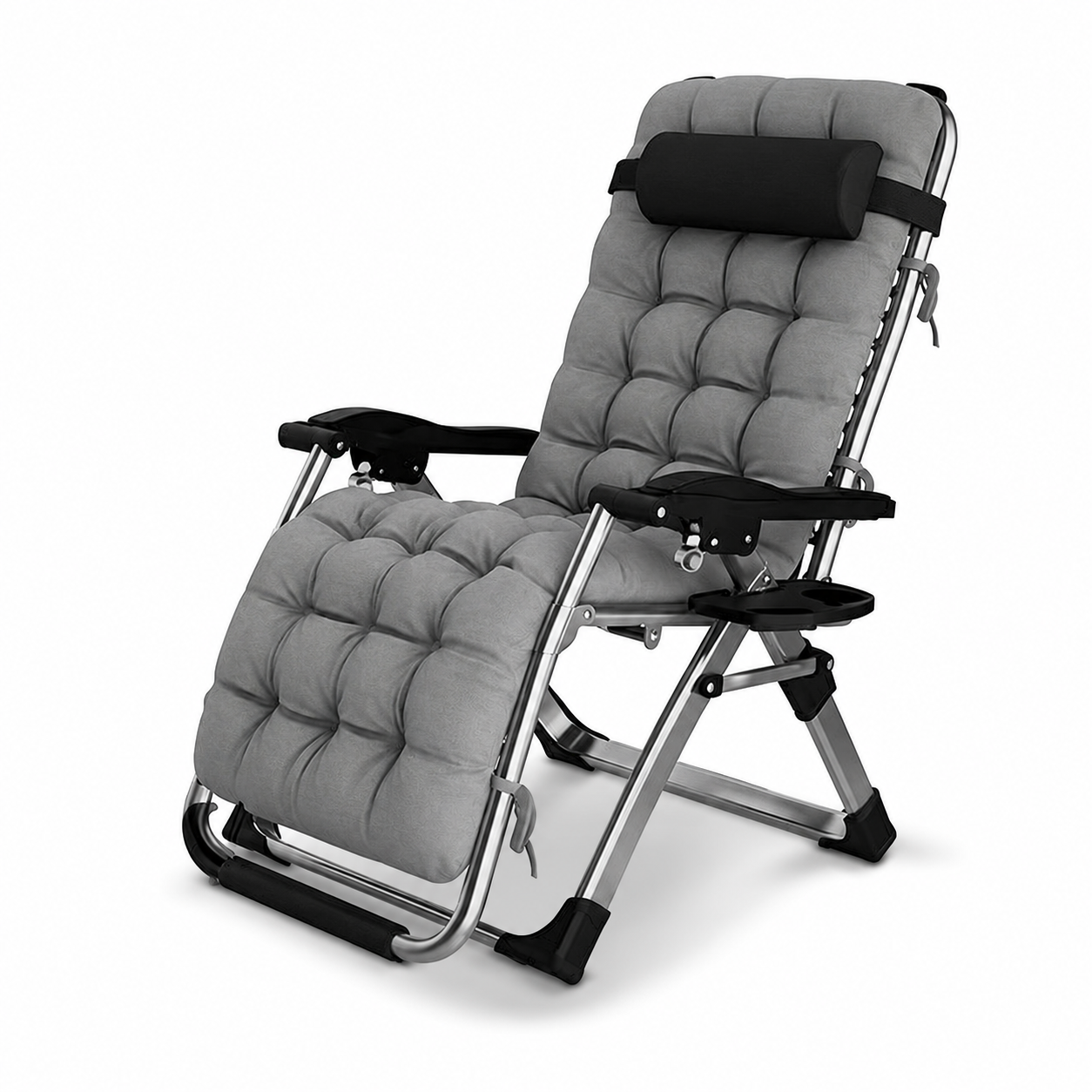 Foldbar Solstol Inkl  Tyk Og Komfortabel Loungepude Hynde   Komfortabel Have- Og Campingstol Med Kopholder  Kopi