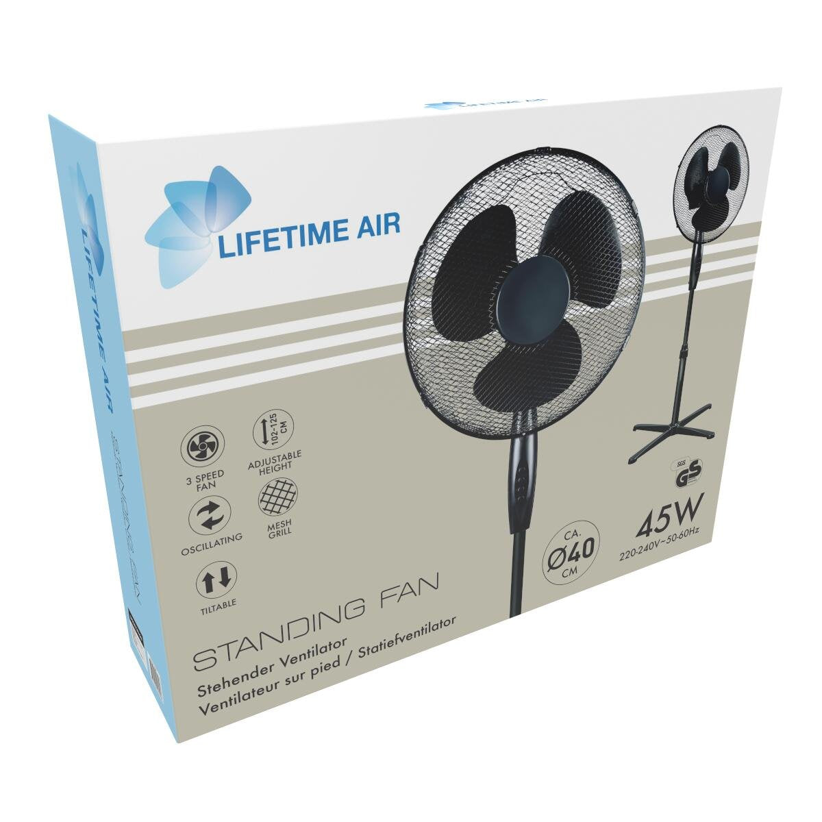Gulvventilator 45w  40 Cm Sort Med   Hastigheder   Oscillation