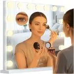 Hollywood Makeup Spejl Med Led Lys  58   46 Cm  15 Led Pærer   10x Forstørrelsesspejl