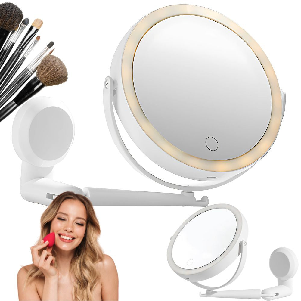 Makeup Spejl Med Lys   Forstørrelse  360  Drejbart Vægspejl