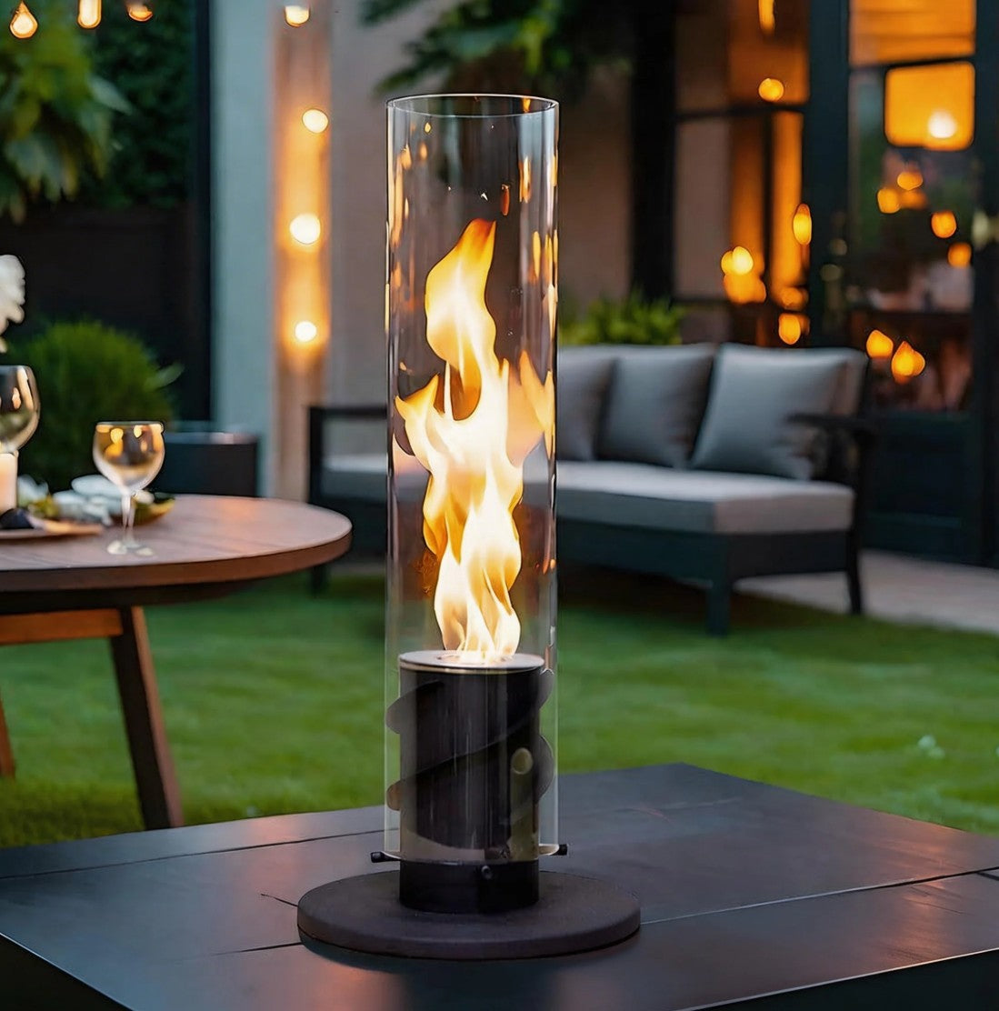 Roterende Bioethanol Bordpejs  Moderne Rund Pejs Med Flammeeffekt