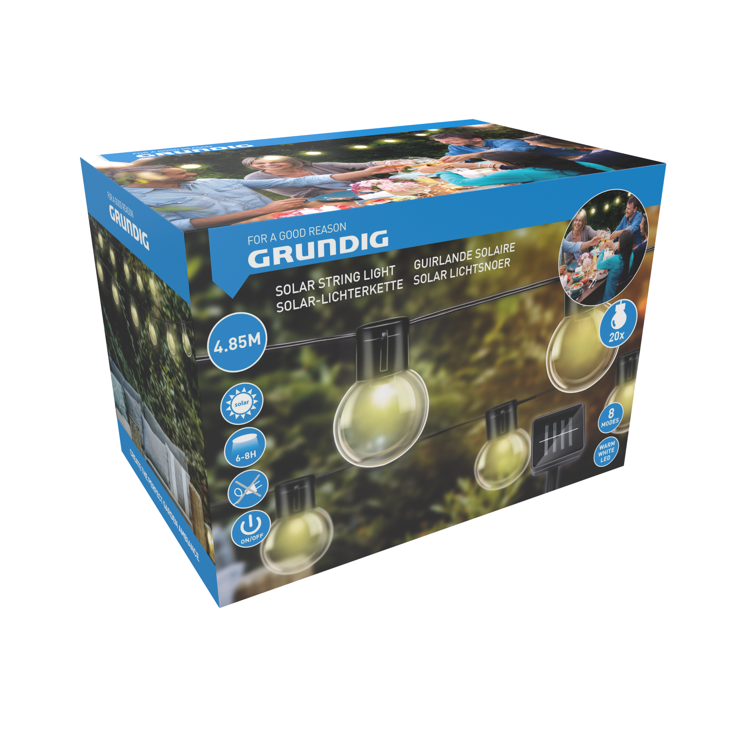 Solcelle Lyskæde Fra Grundig   85 Meter Med 20 Led Lys